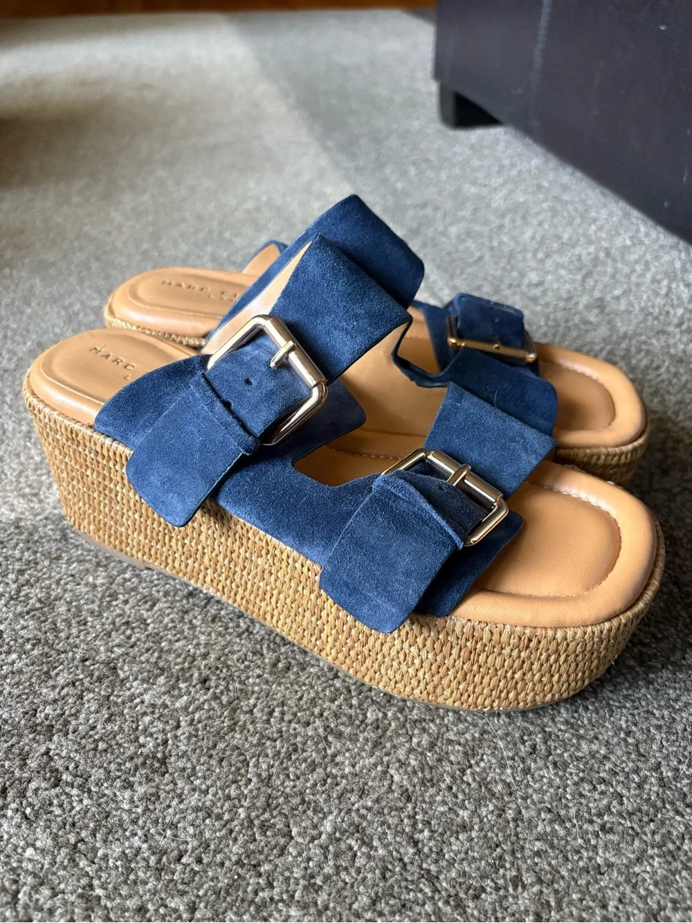 NWOT Marc Fisher LTD Palery Platform Wedge Sandals Leather Shoes - 7.5